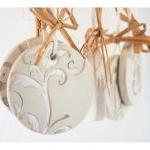 French Wedding Ornaments-set Of 5, White Ceramic,..