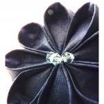 Royal Blue Fabric Ring With Three Swarovski Pearls