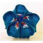 Turquoise Valentines Ring 5petals Fabric Flower..