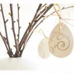 French Easter Ornaments-set Of 3, White Ceramic,..