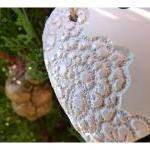 French Lace Heart Xxl- White Porcelain Silver..