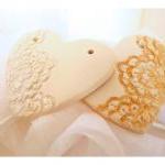 French Lace Heart Xxl- White Porcelain Silver..