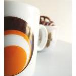 1970's Espresso Cup. Brown, Orange,..