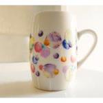 Bubble Coffee Cup, Upcycled Handpainted Mug.