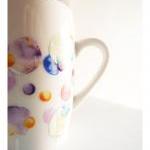 Bubble Coffee Cup, Upcycled Handpainted Mug.