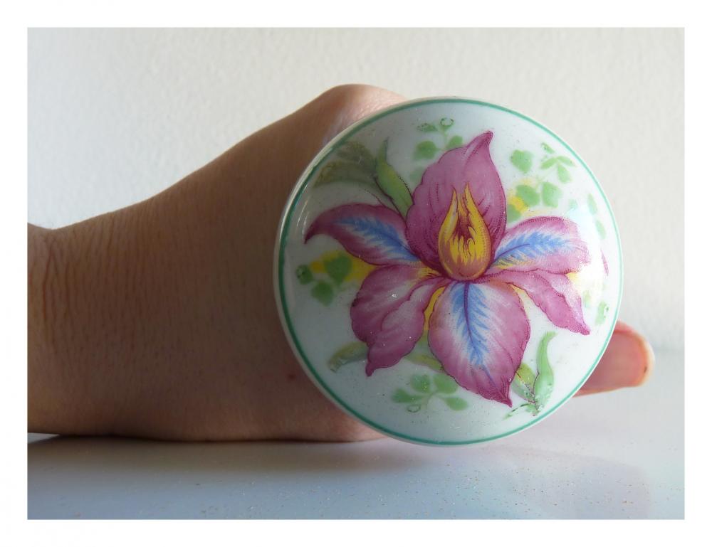 Orchid Flower Porcelain Door Knob