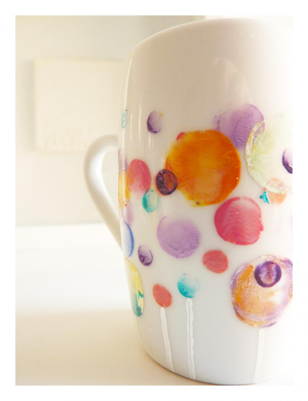 Bubble Coffee Cup, Upcycled Handpainted Mug. on Luulla