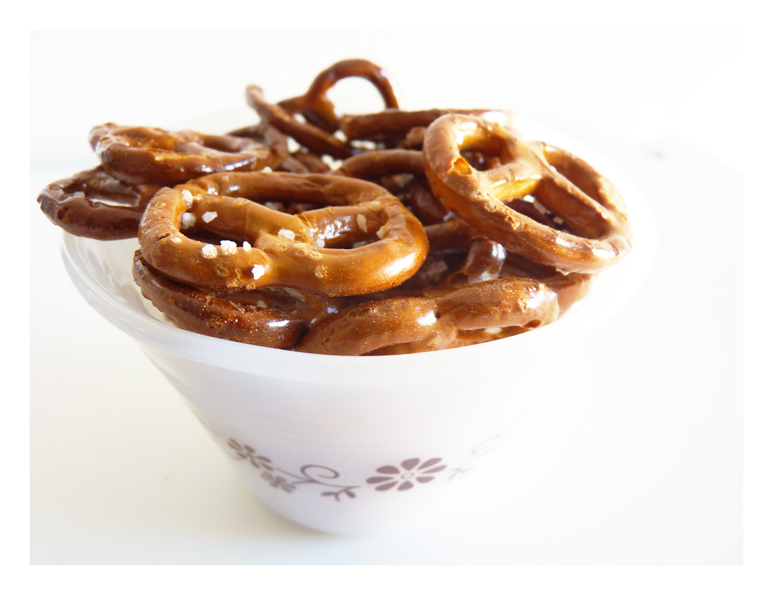 Small Snack Bowl. Opaque White With Brown Floral Design. on Luulla